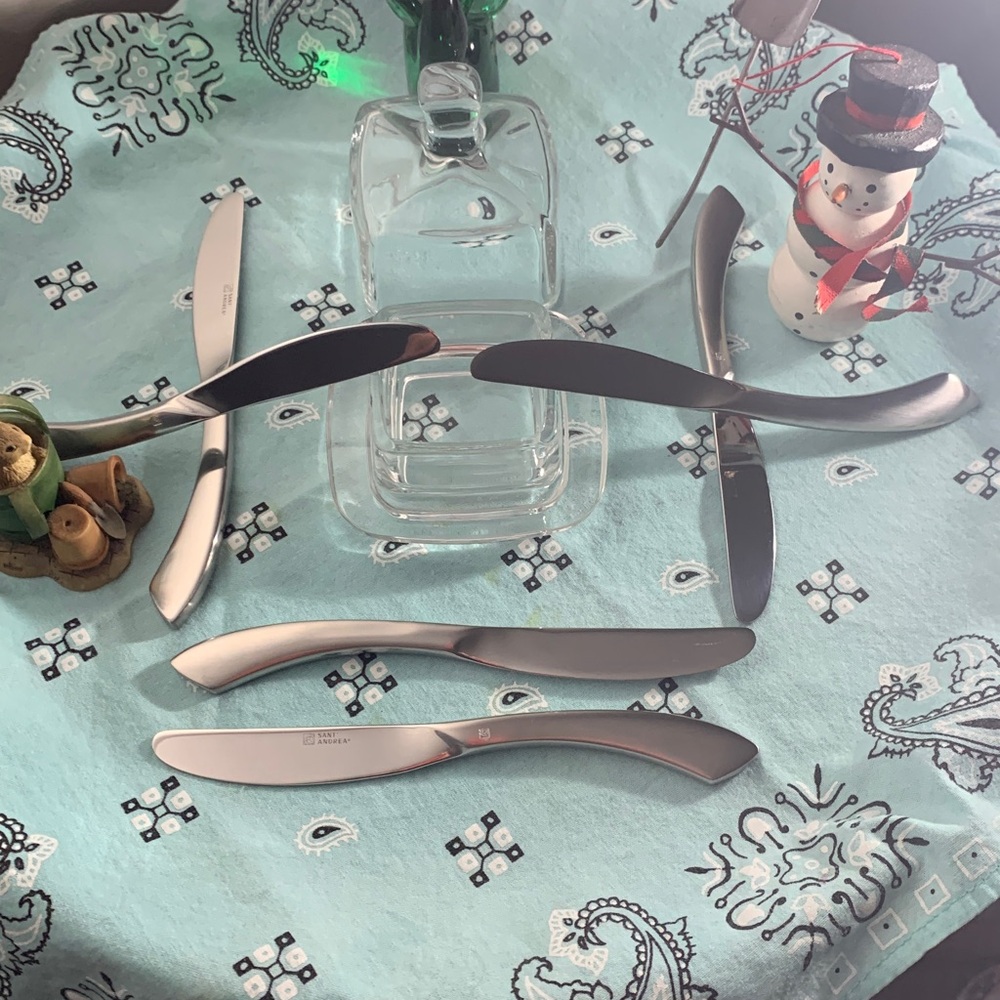 SANT' ANDREA "Satin Reflections" Pattern Set of 6 Butter Knives 18/10 SS